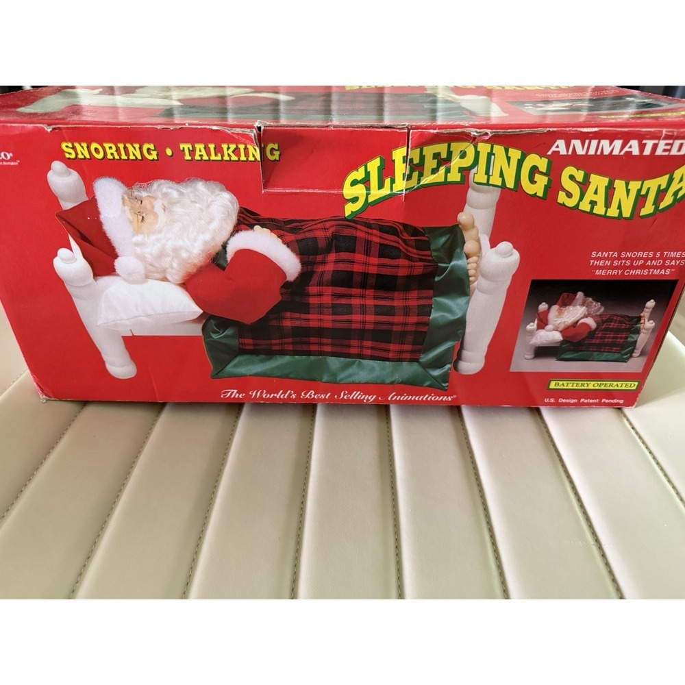 Vintage 1994 Telco Motion-ettes Sleeping Snoring Talking Santa Animated Works